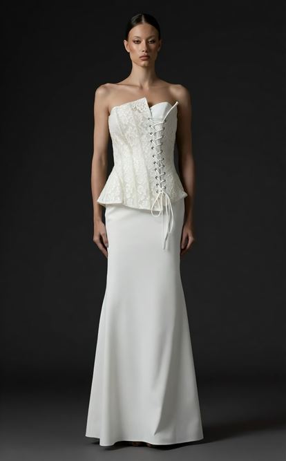 Kemik Bağcıklı Korse Detaylı Abiye Elbise